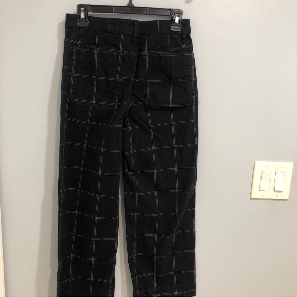 Madewell Slim Emmett Wide-Leg Crop Pants Windowpane Black Size 26 - Picture 5 of 9